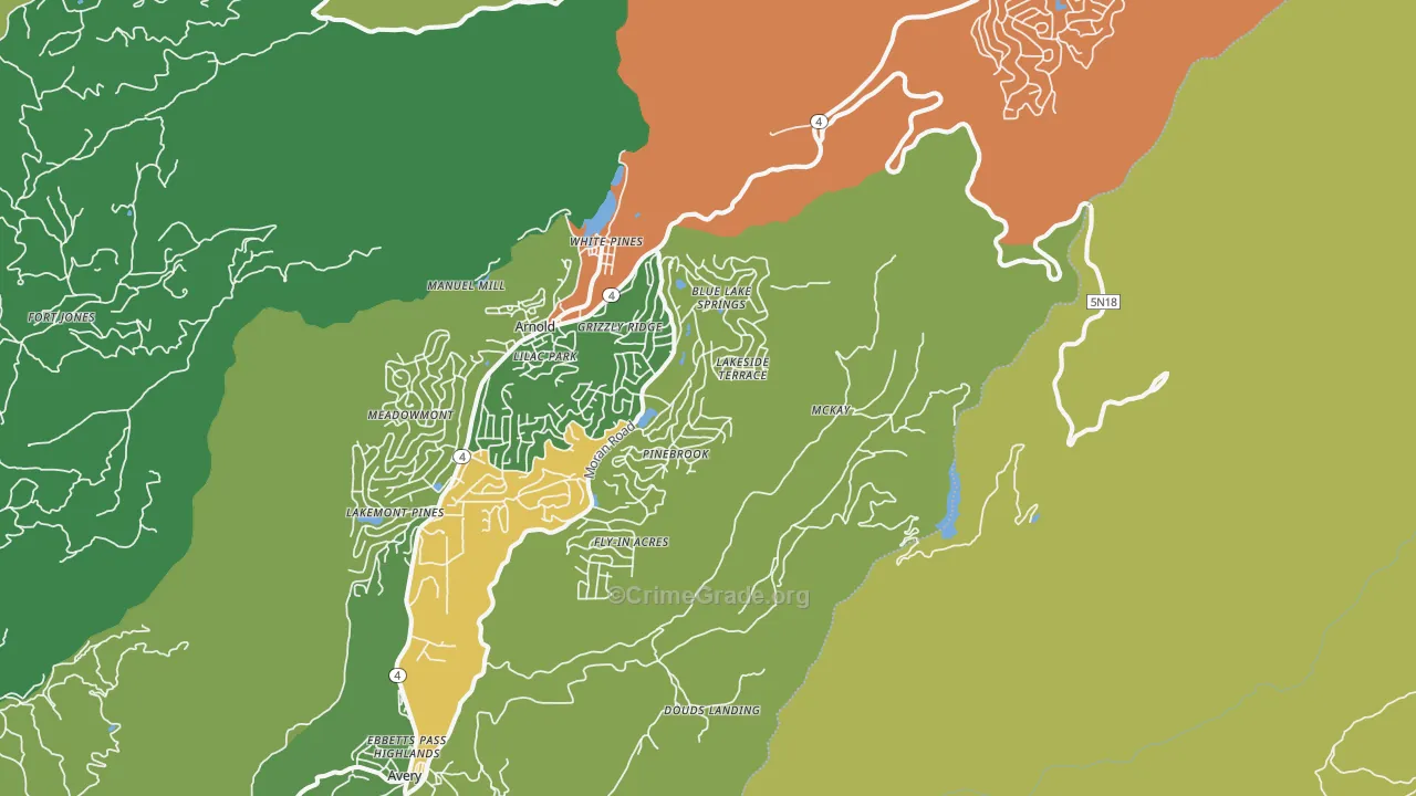 White Pines, CA Map of Drug-Related Crime Rates