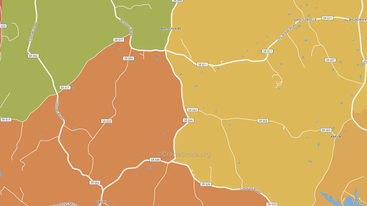 White Plains, VA Map of Drug-Related Crime Rates