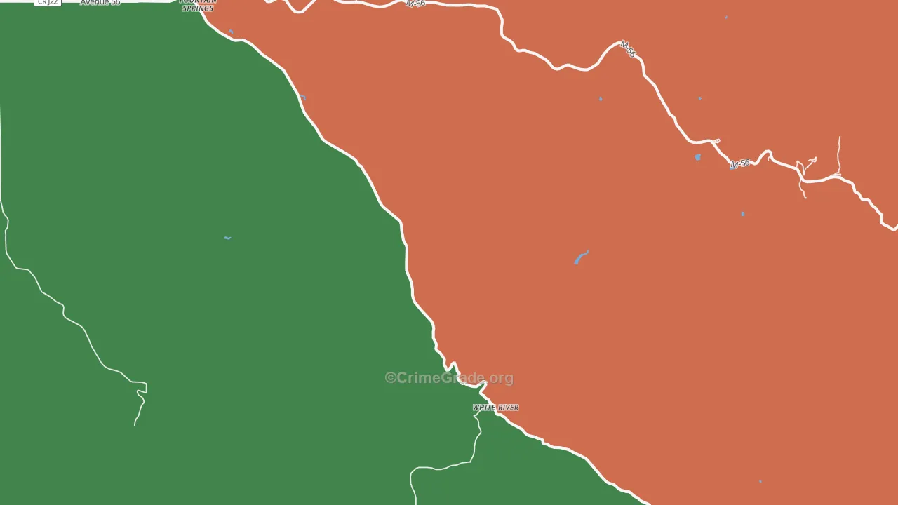 White River, CA Map of Drug-Related Crime Rates