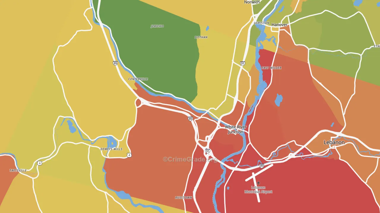 White River Junction, VT Map of Drug-Related Crime Rates