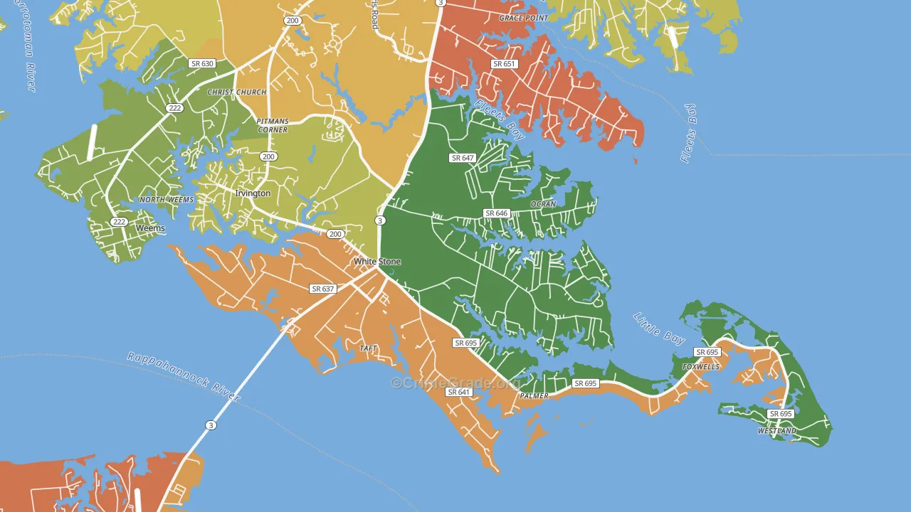 White Stone, VA Map of Drug-Related Crime Rates