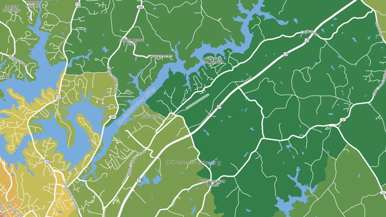 White Sulphur, GA Map of Drug-Related Crime Rates