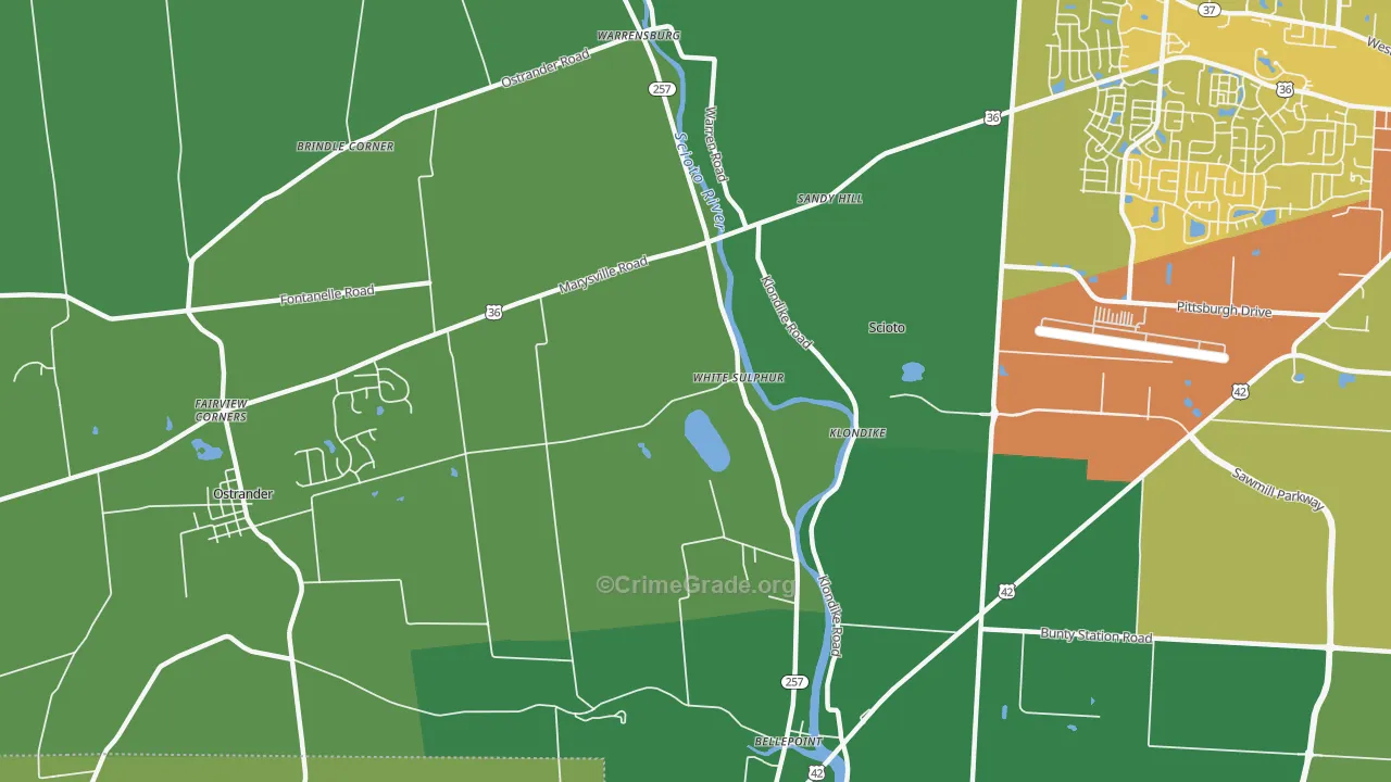 White Sulphur, OH Map of Drug-Related Crime Rates