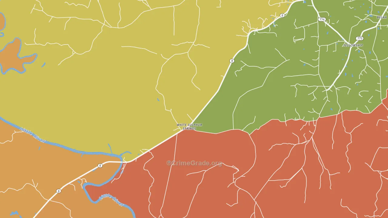 White Sulphur Springs, LA Map of Drug-Related Crime Rates