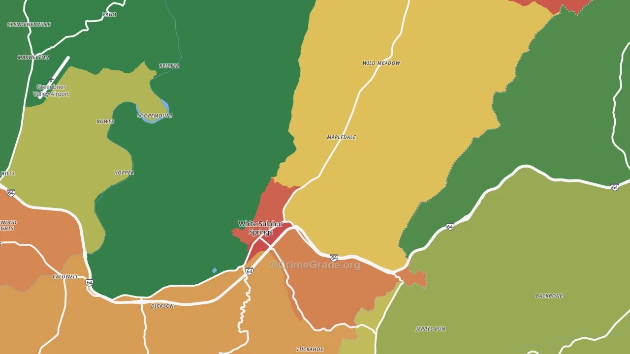 White Sulphur Springs, WV Map of Drug-Related Crime Rates