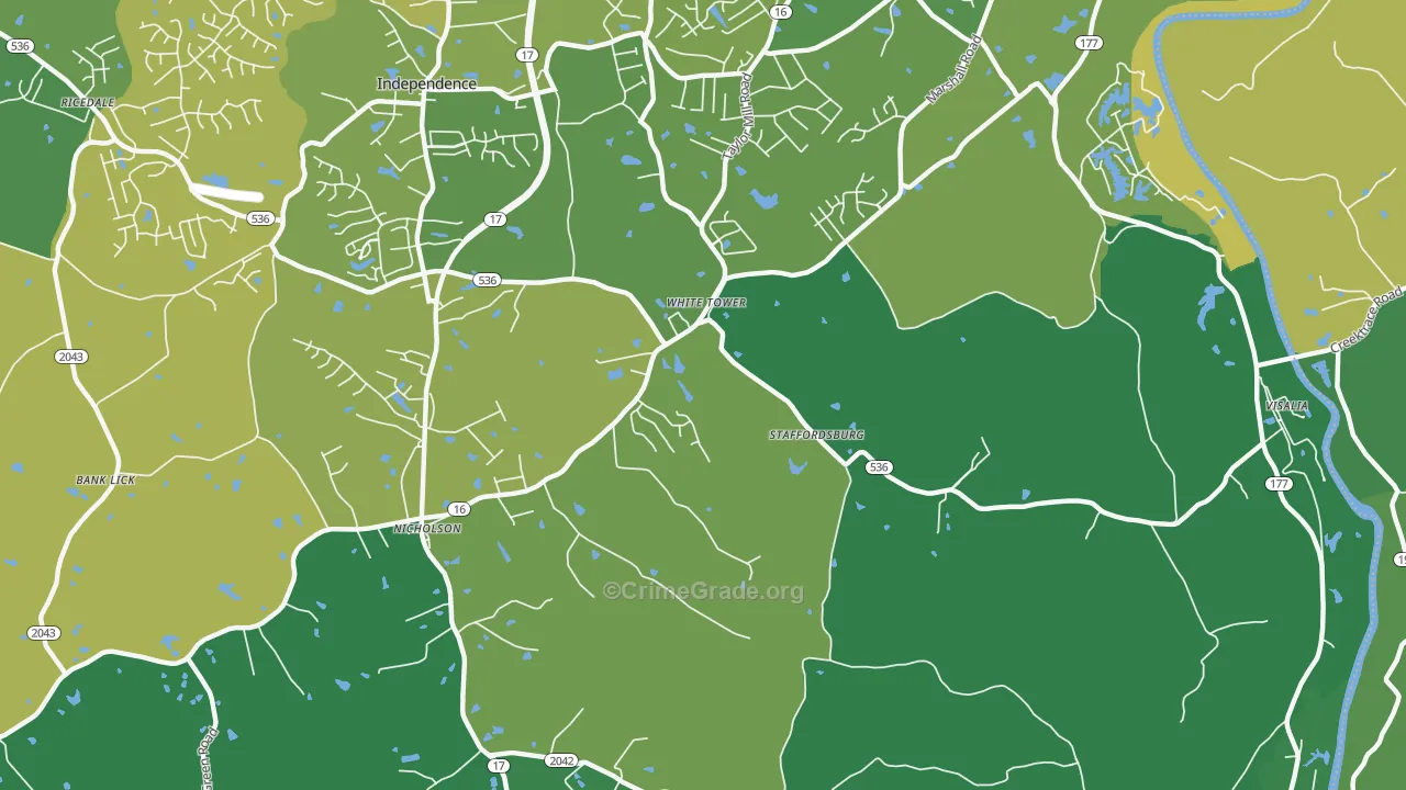 White Tower, KY Map of Drug-Related Crime Rates