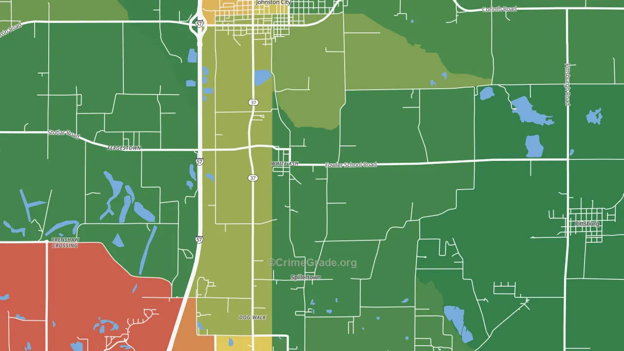Whiteash, IL Map of Drug-Related Crime Rates