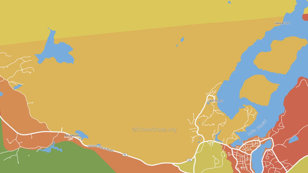 Whiteface, NY Map of Drug-Related Crime Rates