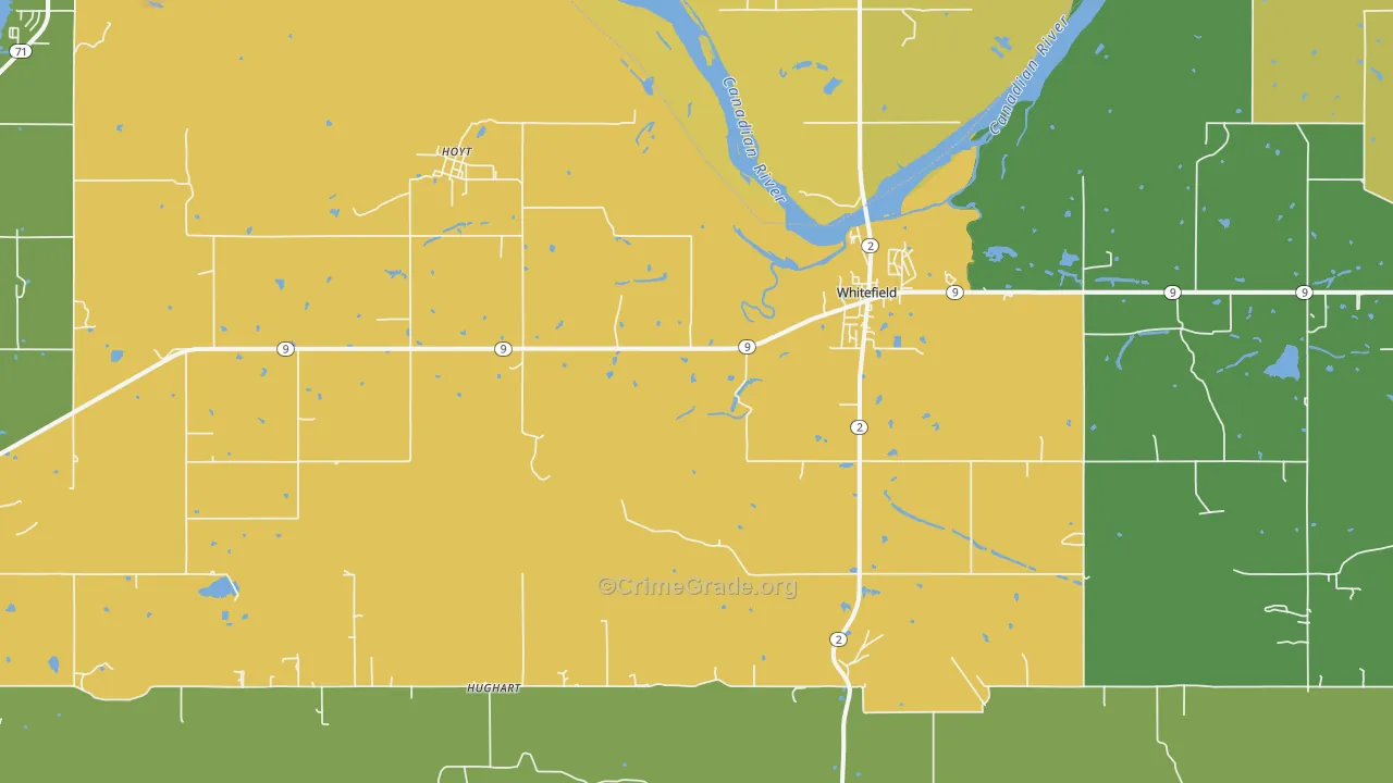 Whitefield, OK Map of Drug-Related Crime Rates