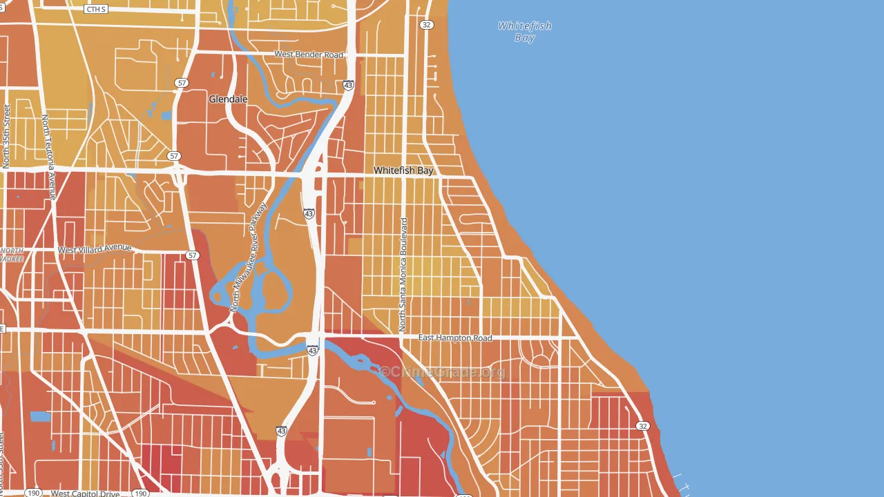 Whitefish Bay, WI Map of Drug-Related Crime Rates