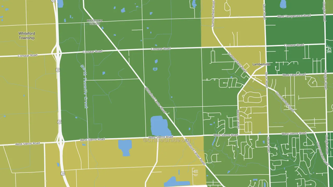 Whiteford Center, MI Map of Drug-Related Crime Rates