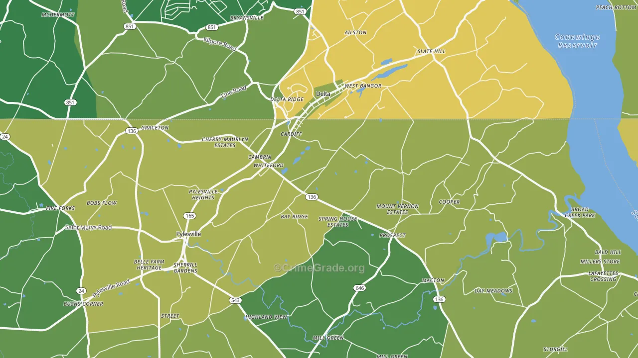 Whiteford, MD Map of Drug-Related Crime Rates