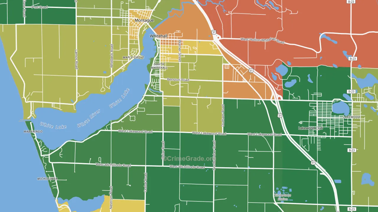 Whitehall, MI Map of Drug-Related Crime Rates