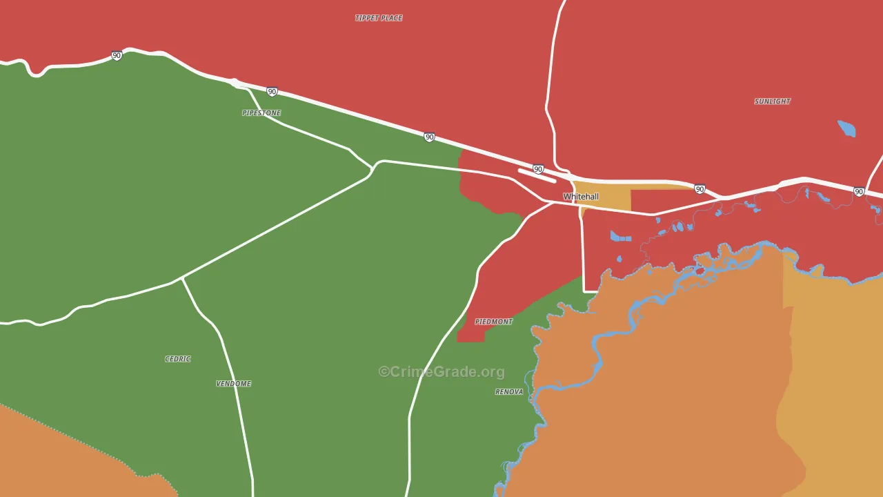 Whitehall, MT Map of Drug-Related Crime Rates