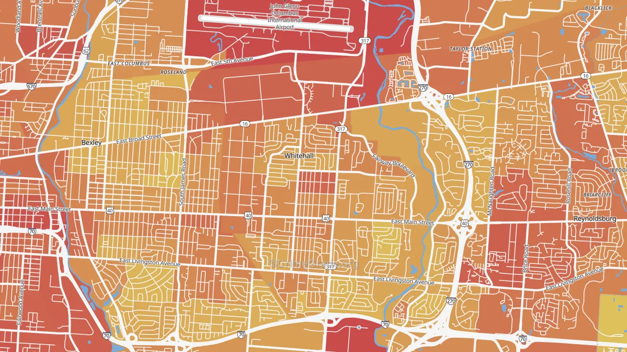 Whitehall, OH Map of Drug-Related Crime Rates