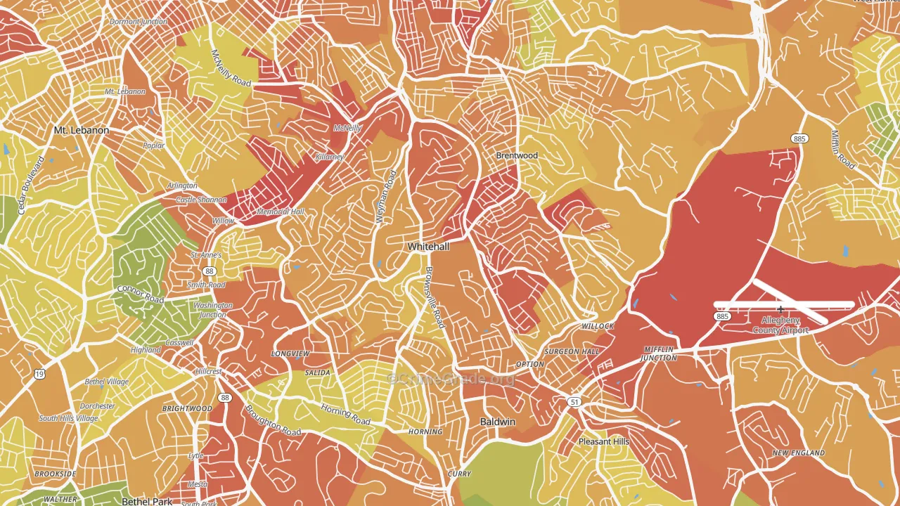 whitehall, Pittsburgh, PA Map of Drug-Related Crime Rates