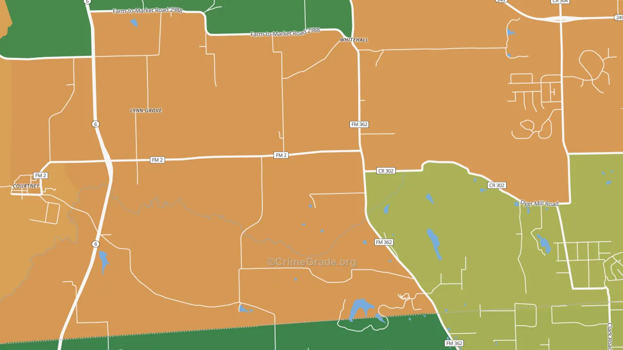 Whitehall, TX Map of Drug-Related Crime Rates