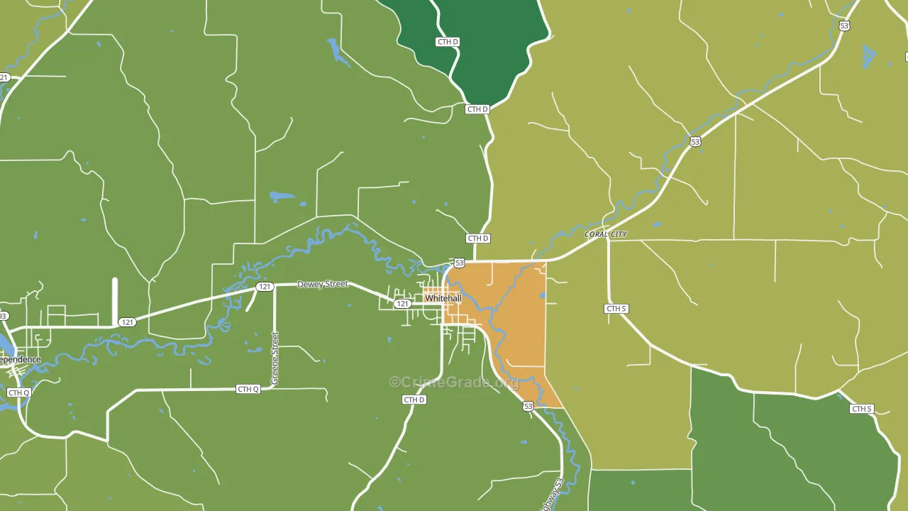 Whitehall, WI Map of Drug-Related Crime Rates