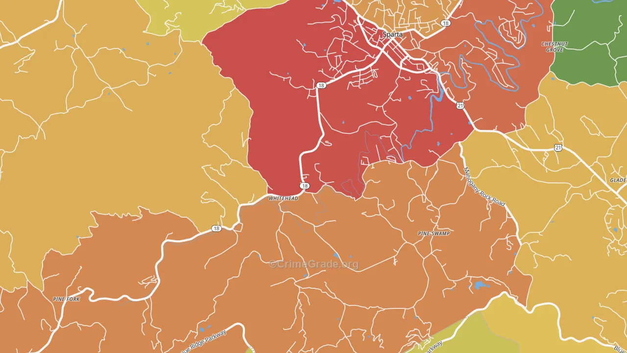 Whitehead, NC Map of Drug-Related Crime Rates