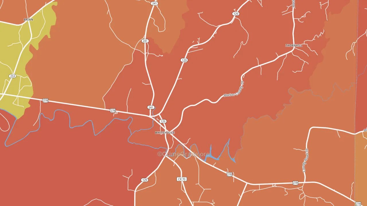 Whitehouse, AL Map of Drug-Related Crime Rates