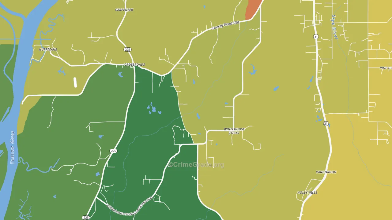 Whitehouse Forks, AL Map of Drug-Related Crime Rates
