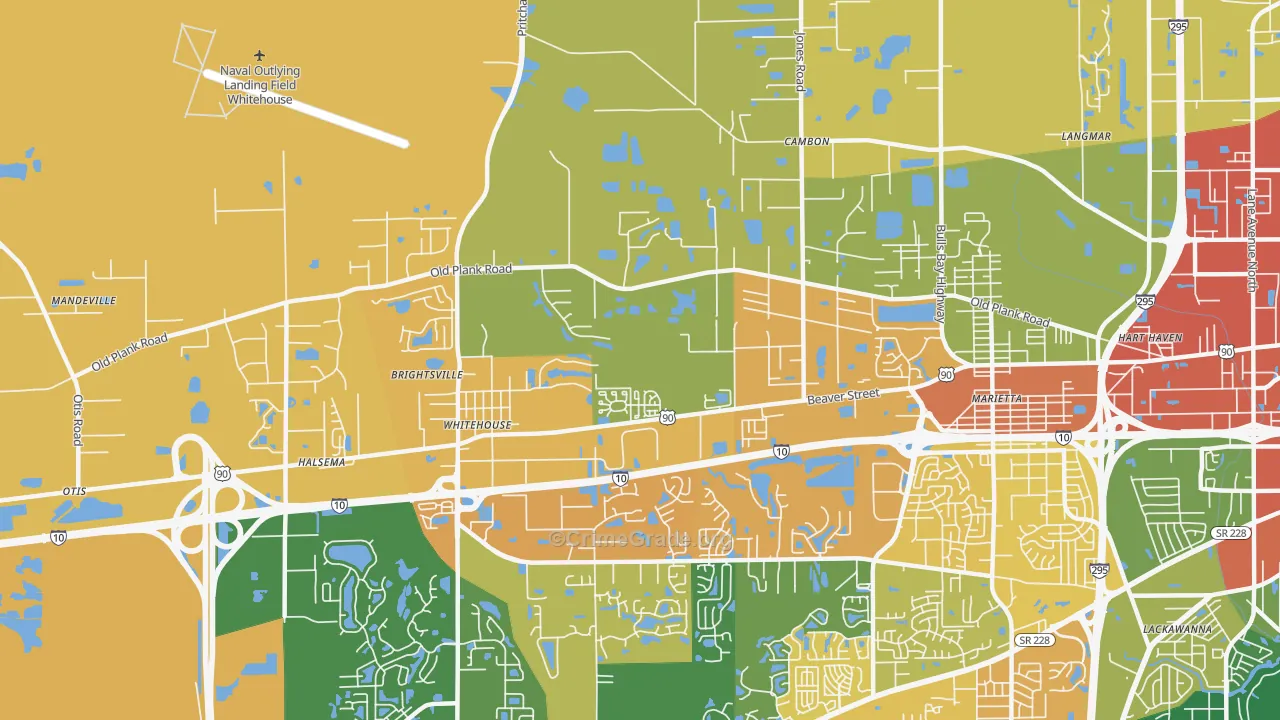Whitehouse, Jacksonville, FL Map of Drug-Related Crime Rates