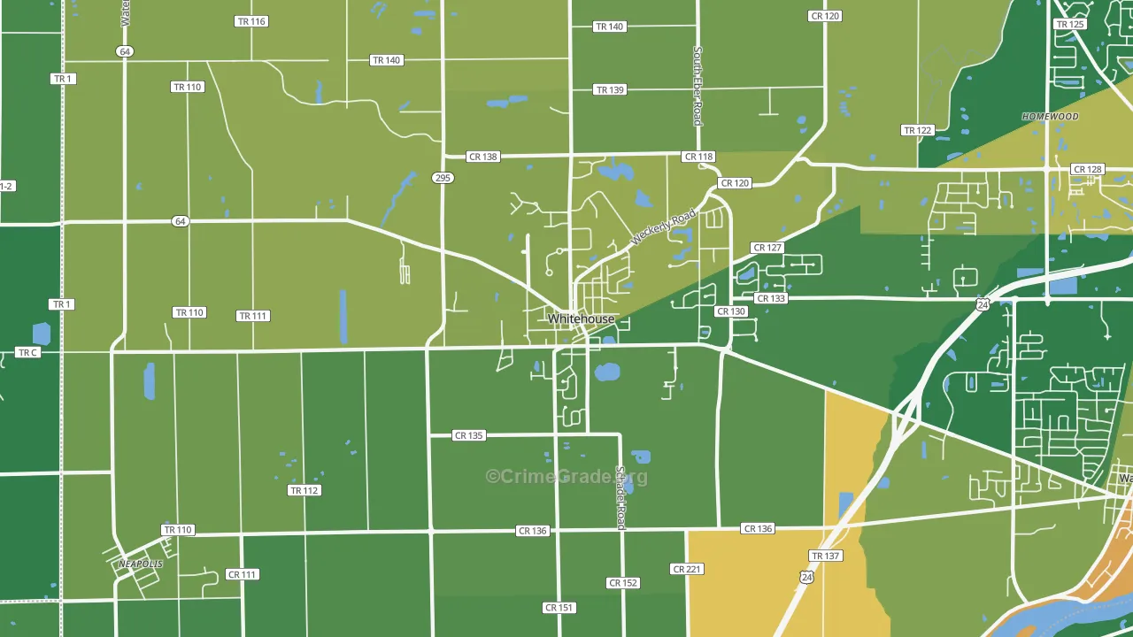 Whitehouse, OH Map of Drug-Related Crime Rates