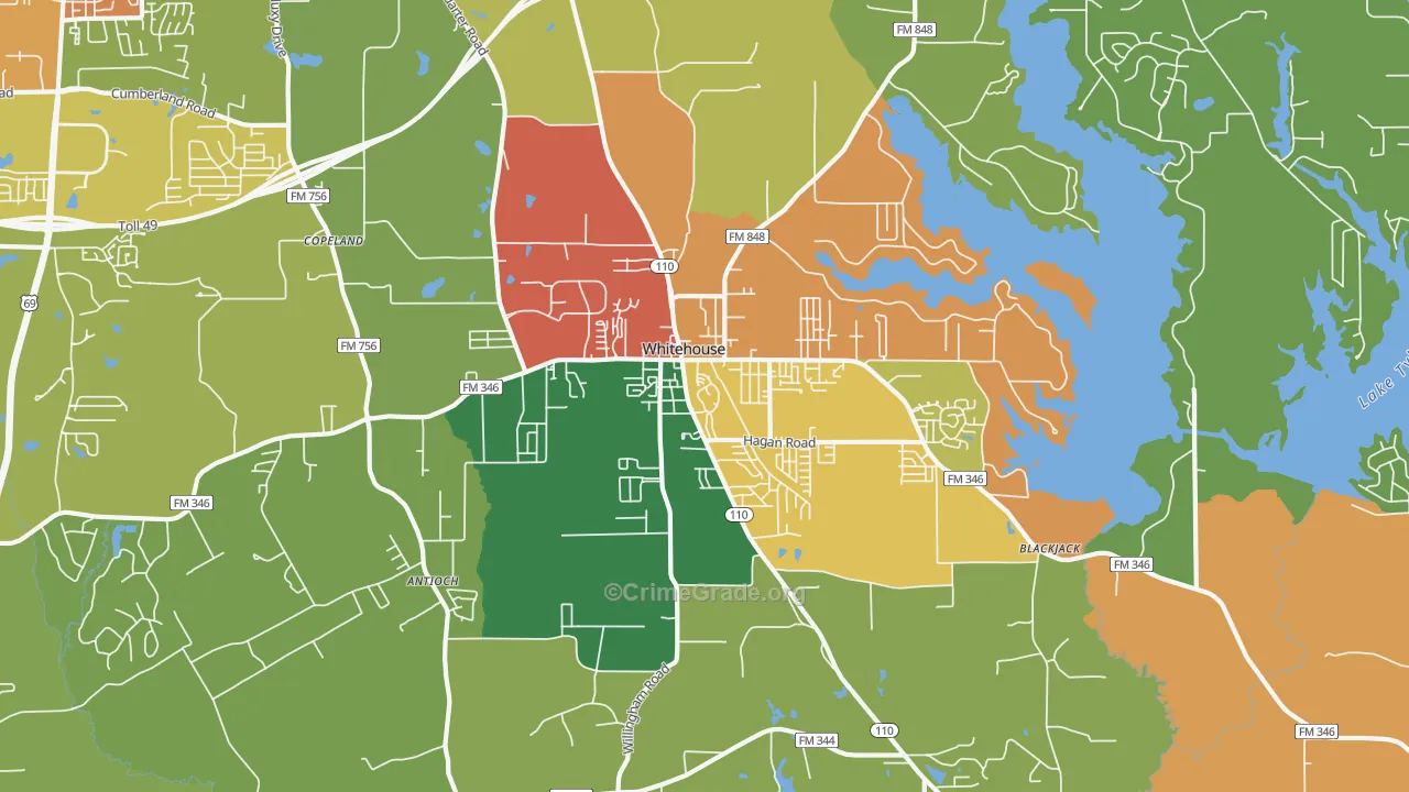Whitehouse, TX Map of Drug-Related Crime Rates
