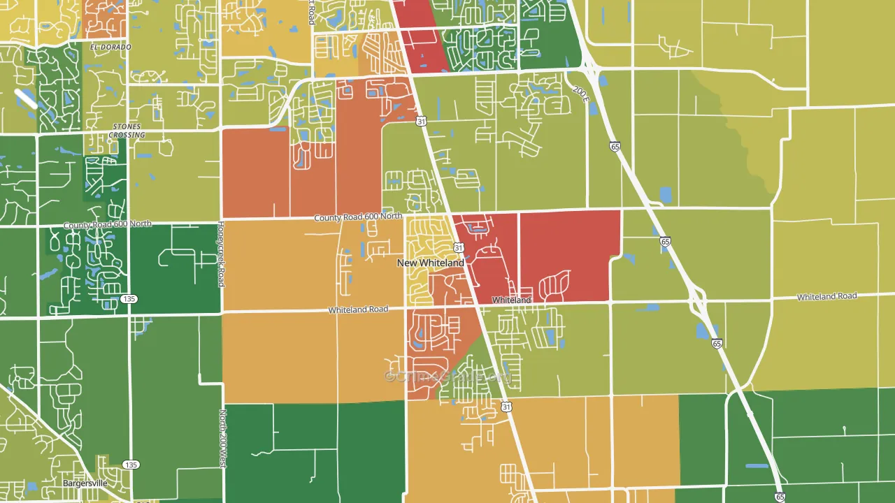 Whiteland, IN Map of Drug-Related Crime Rates