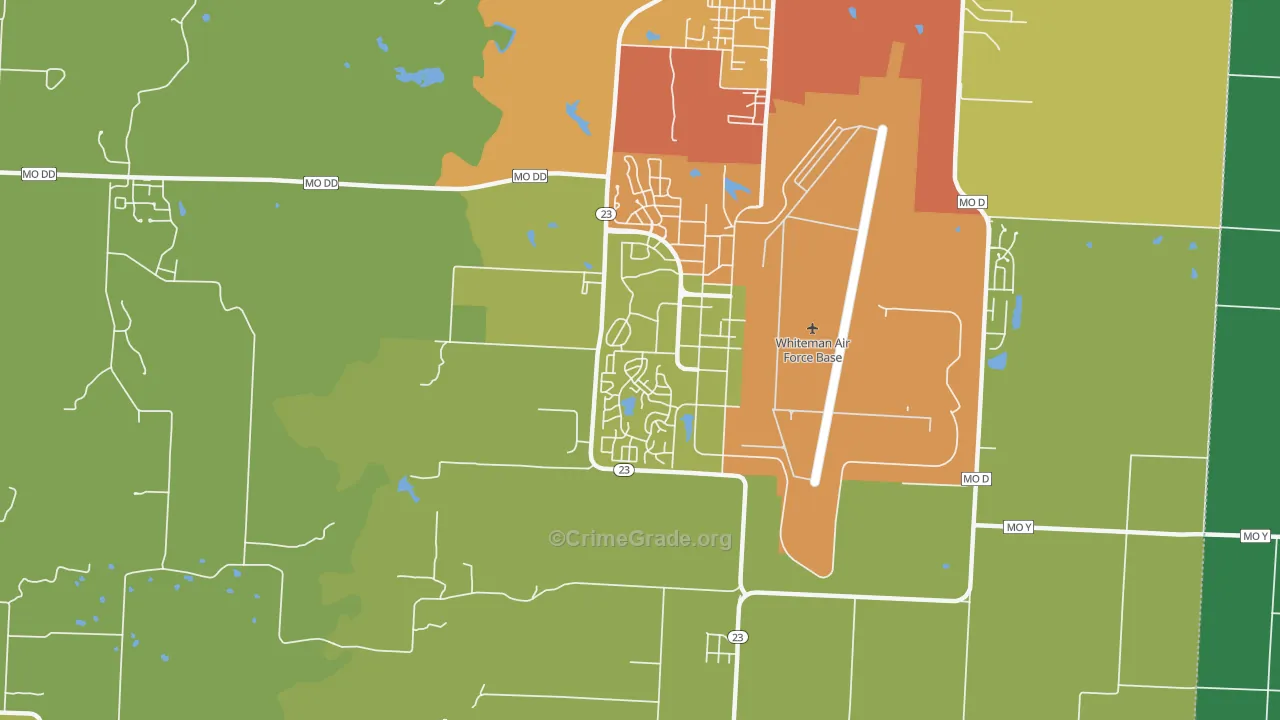 Whiteman AFB, MO Map of Drug-Related Crime Rates