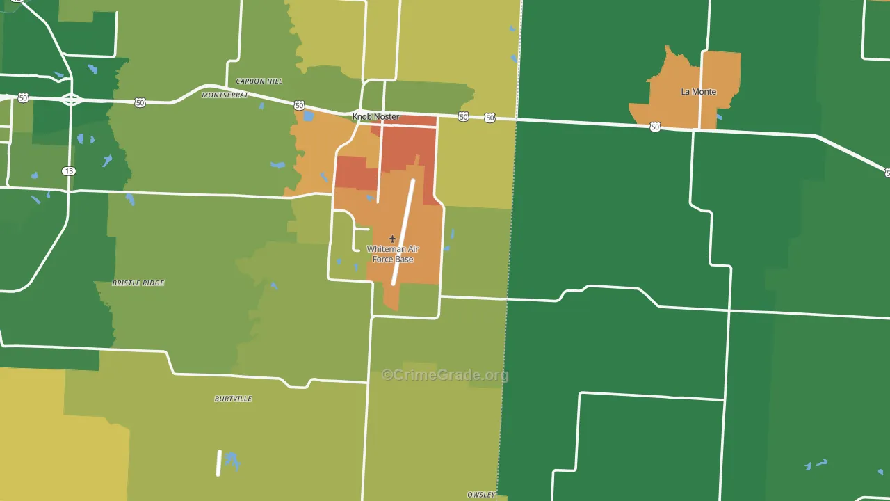 Whiteman Air Force Base, MO Map of Drug-Related Crime Rates