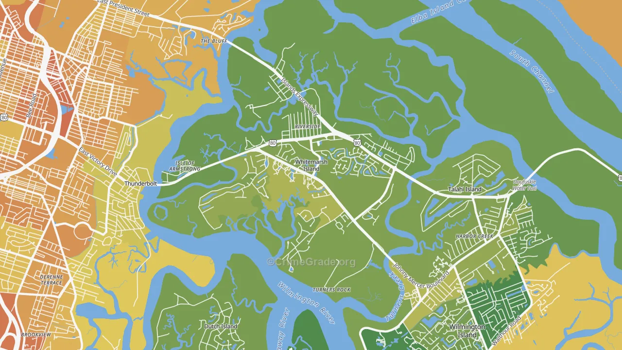 Whitemarsh Island, GA Map of Drug-Related Crime Rates