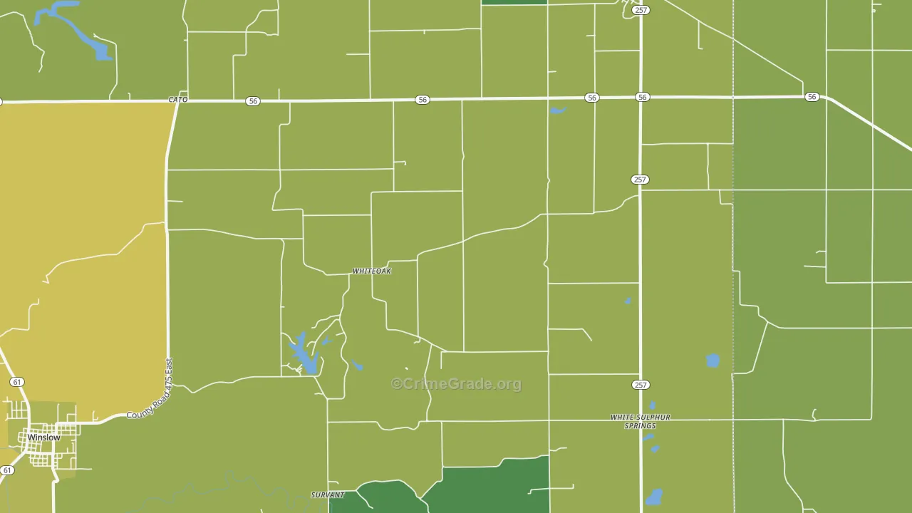 Whiteoak, IN Map of Drug-Related Crime Rates