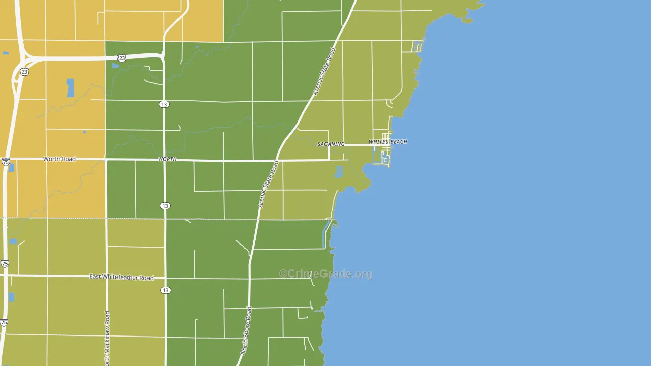 Whites Beach, MI Map of Drug-Related Crime Rates