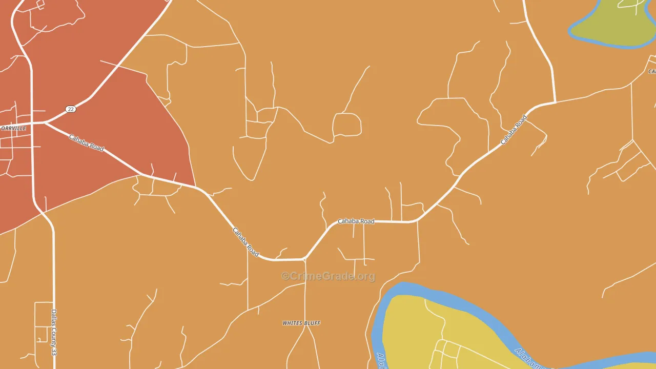 Whites Bluff, AL Map of Drug-Related Crime Rates
