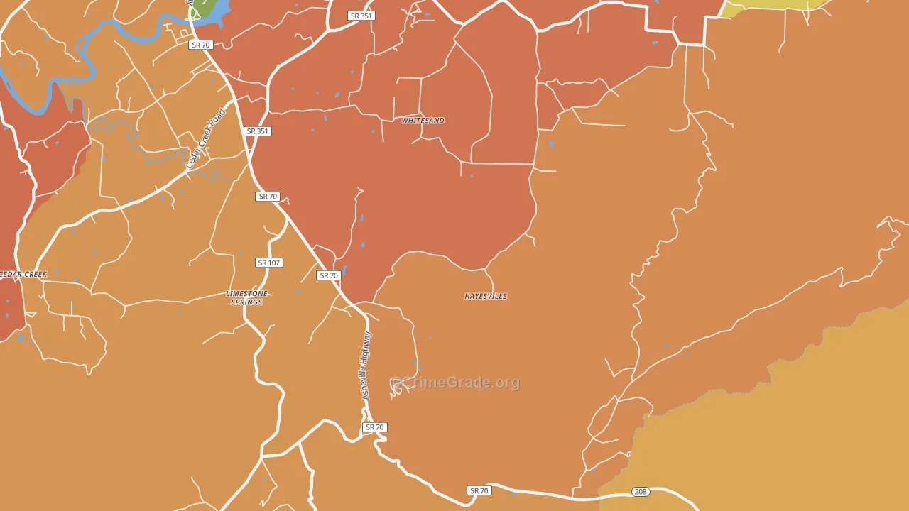 Whitesand, TN Map of Drug-Related Crime Rates