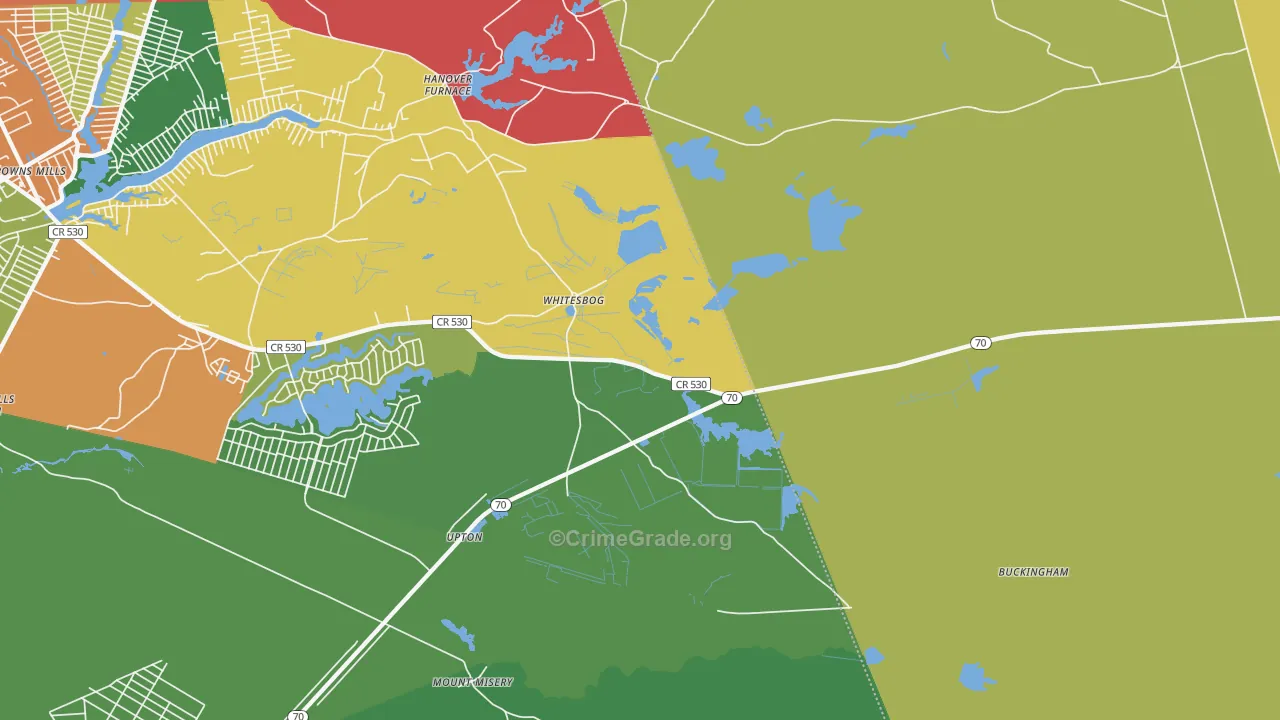 Whitesbog, NJ Map of Drug-Related Crime Rates