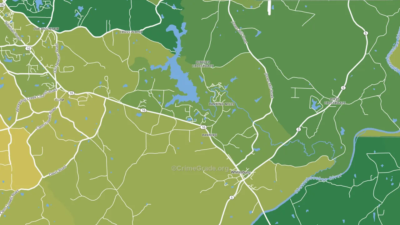 Whitesburg, GA Map of Drug-Related Crime Rates