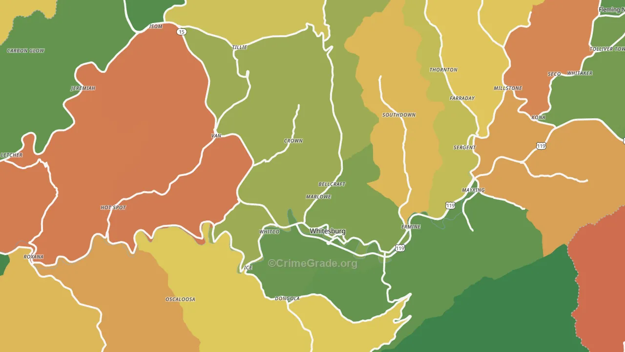 Whitesburg, KY Map of Drug-Related Crime Rates
