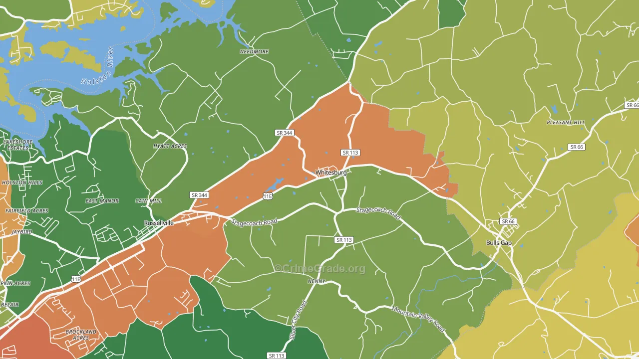 Whitesburg, TN Map of Drug-Related Crime Rates