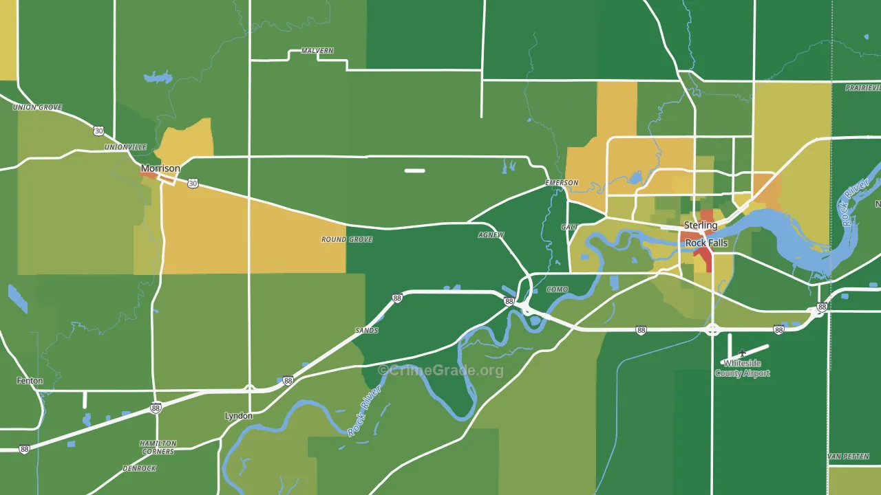 Whiteside County, IL Map of Drug-Related Crime Rates