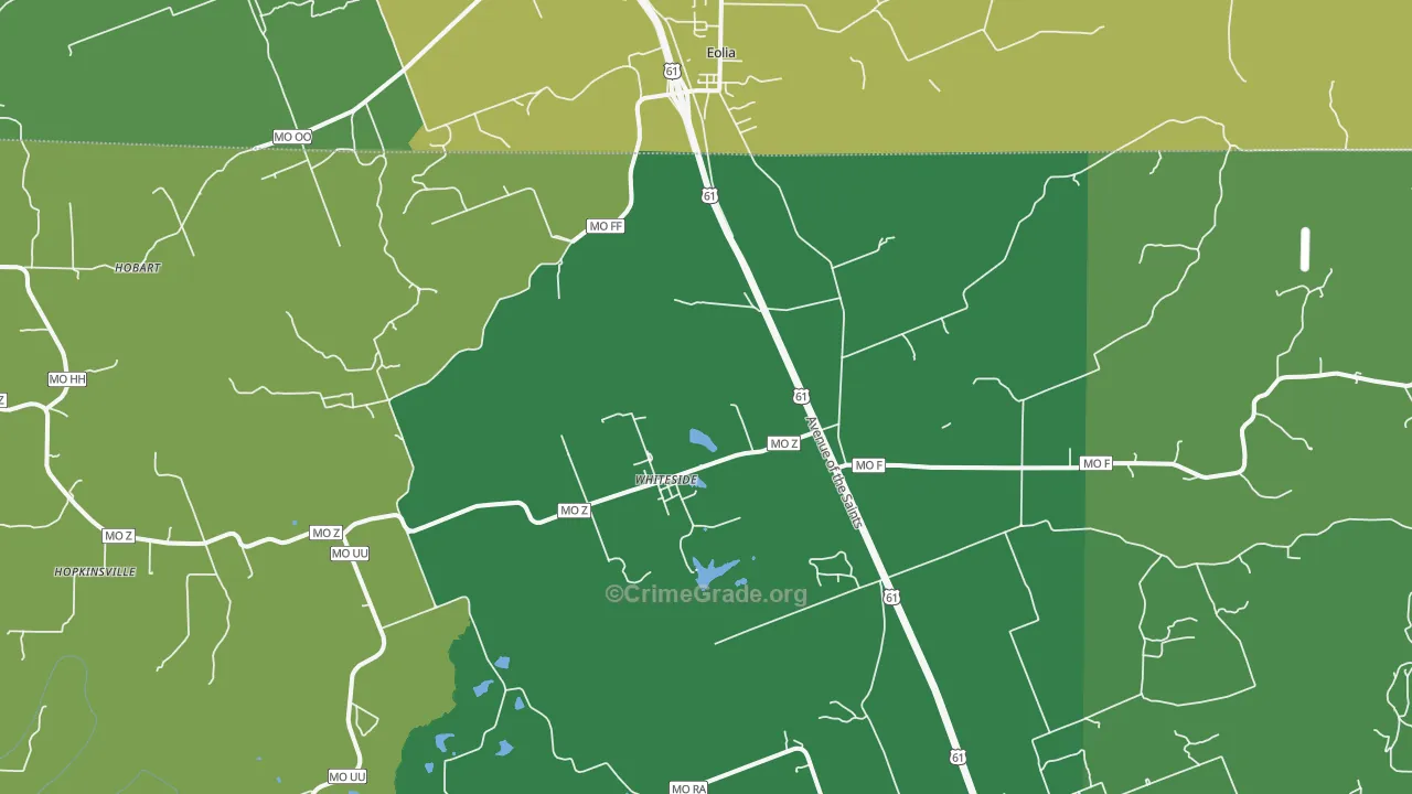 Whiteside, MO Map of Drug-Related Crime Rates