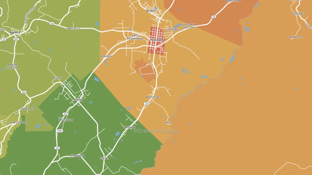 Whiteside, PA Map of Drug-Related Crime Rates