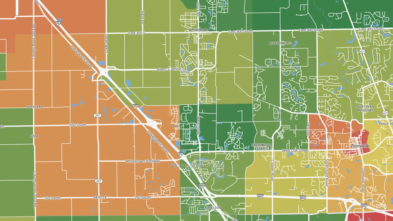 Whitestown, IN Map of Drug-Related Crime Rates
