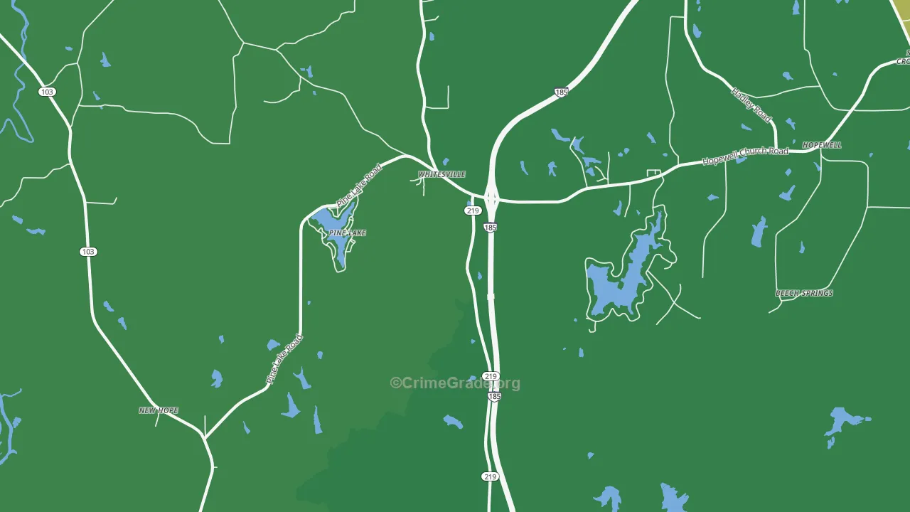 Whitesville, GA Map of Drug-Related Crime Rates