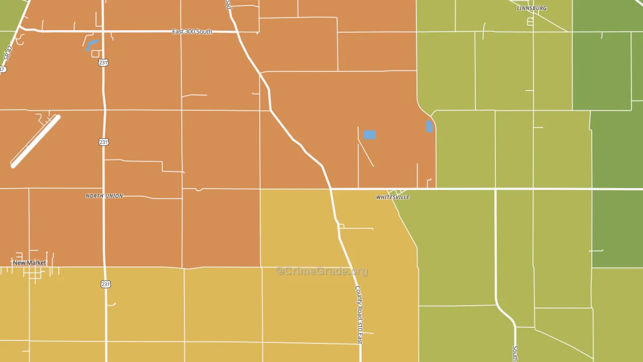 Whitesville, IN Map of Drug-Related Crime Rates