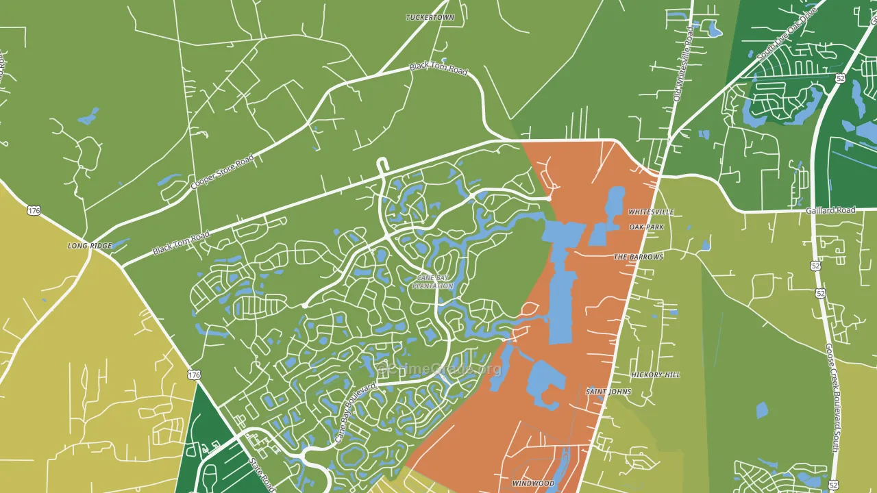 Whitesville, SC Map of Drug-Related Crime Rates