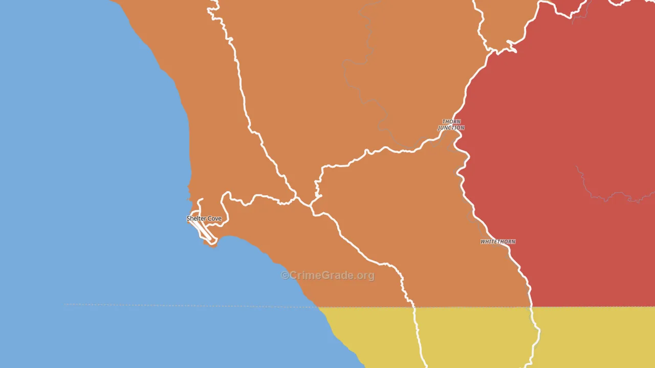 Whitethorn, CA Map of Drug-Related Crime Rates