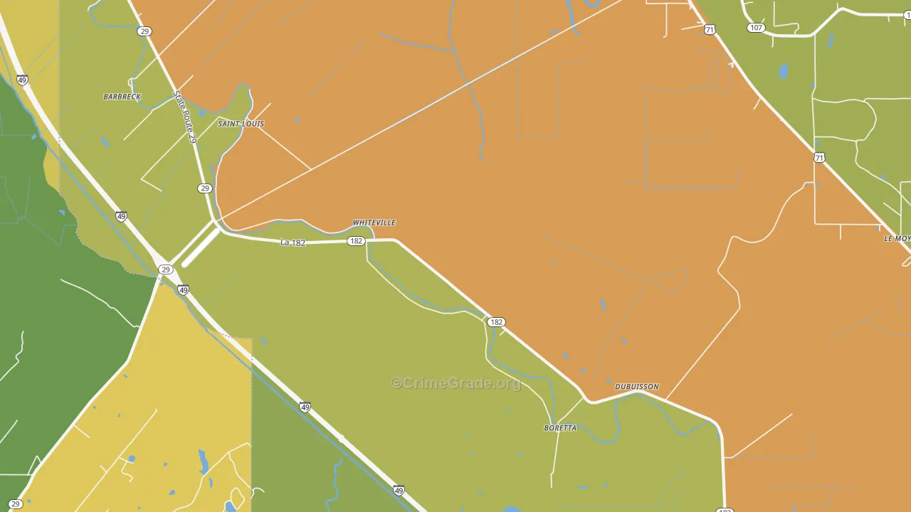 Whiteville, LA Map of Drug-Related Crime Rates