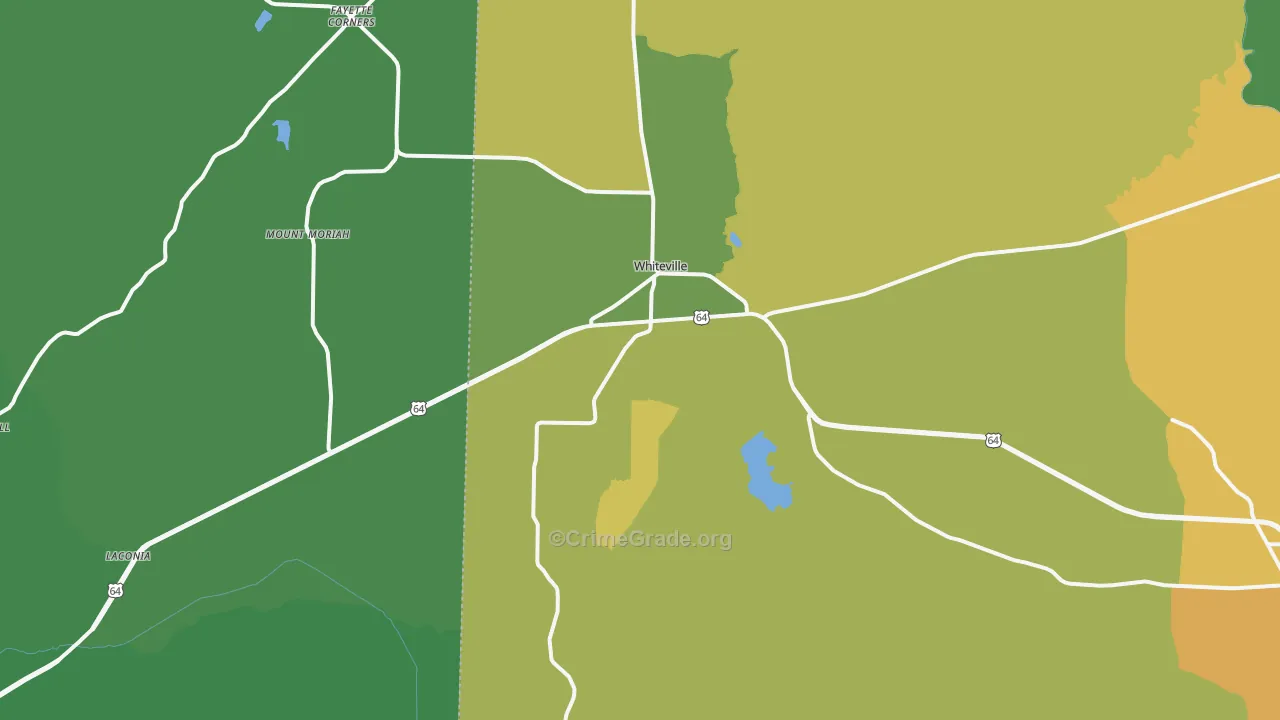Whiteville, TN Map of Drug-Related Crime Rates